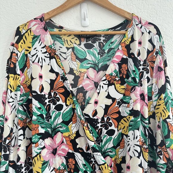 Lane Bryant Dress Womens 26/28 Floral Faux Wrap Tie Waist L/S Boho Fairy Party‎ - Picture 4 of 11